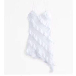 Abercrombie White Ruffled Asymmetrical Dress - BRIDAL WHITE